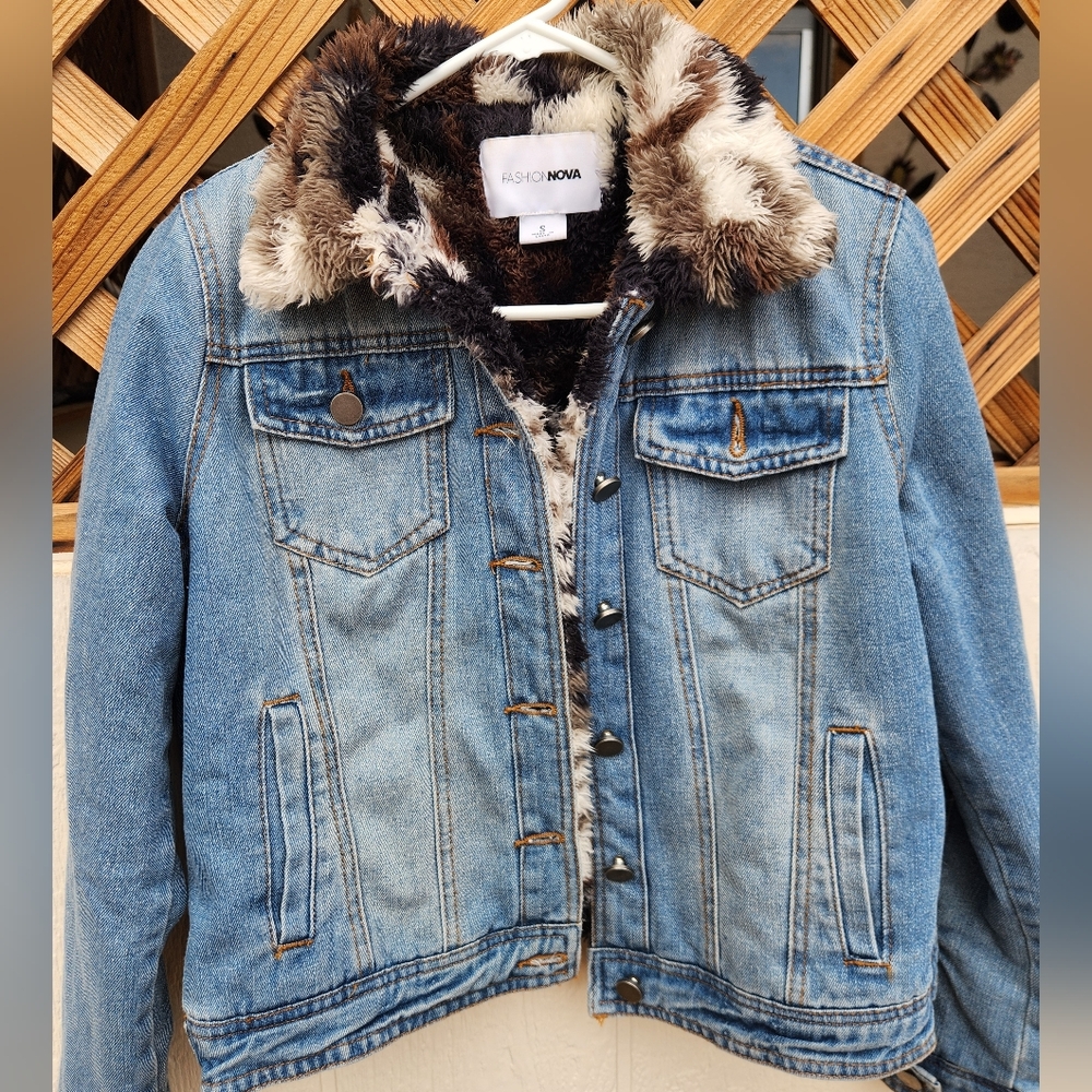 Fashion Nova Denim Jacket with Faux Fur Lining